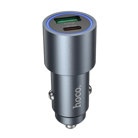 hoco Z60 Bloom PD30W and QC3.0 Dual Port Multi-protocol Car Charger(Metal Gray)