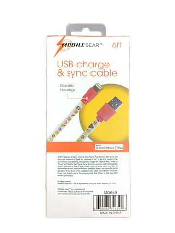 MOBILE GEAR - White Emoji Charge & Sync 6FT USB to Lightning Cable