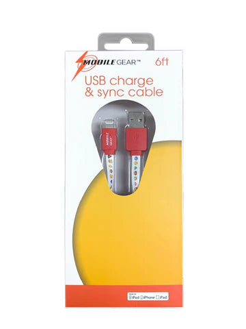 MOBILE GEAR - White Emoji Charge & Sync 6FT USB to Lightning Cable